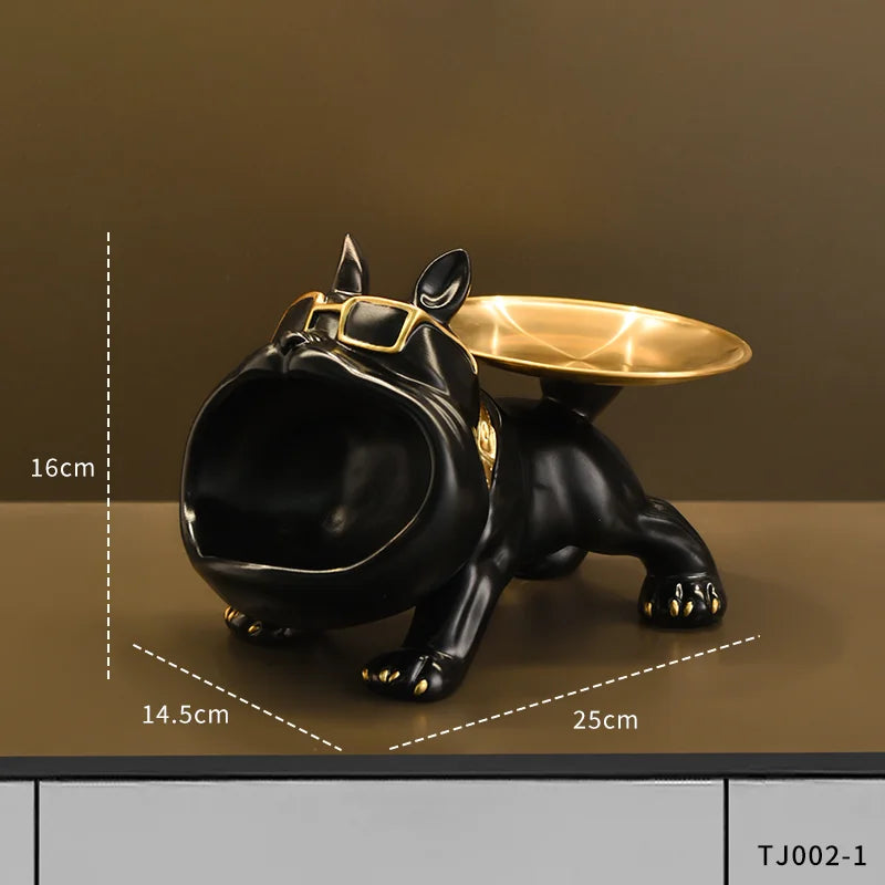 Home Decoration Handsome Bulldog Statue Dog Statue Tray Series Multi Functional Storage Home Decor