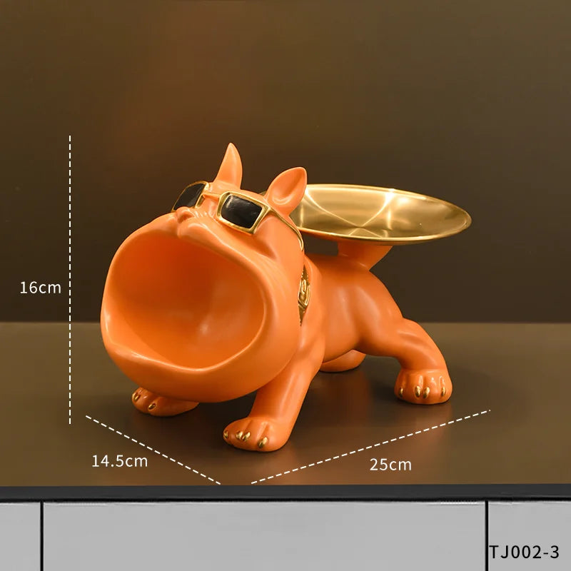 Home Decoration Handsome Bulldog Statue Dog Statue Tray Series Multi Functional Storage Home Decor