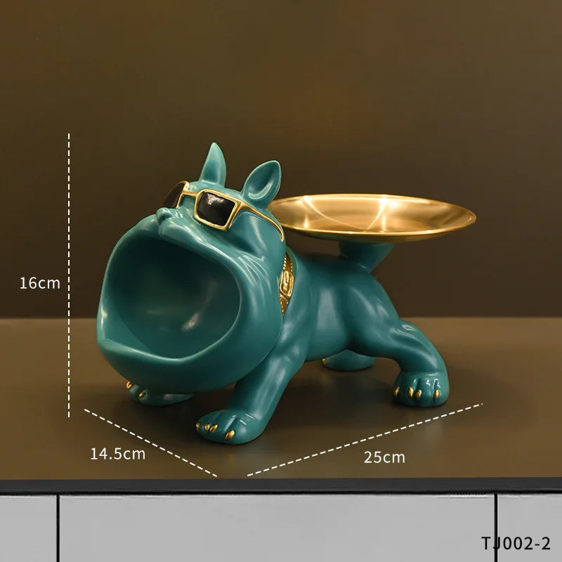 Home Decoration Handsome Bulldog Statue Dog Statue Tray Series Multi Functional Storage Home Decor