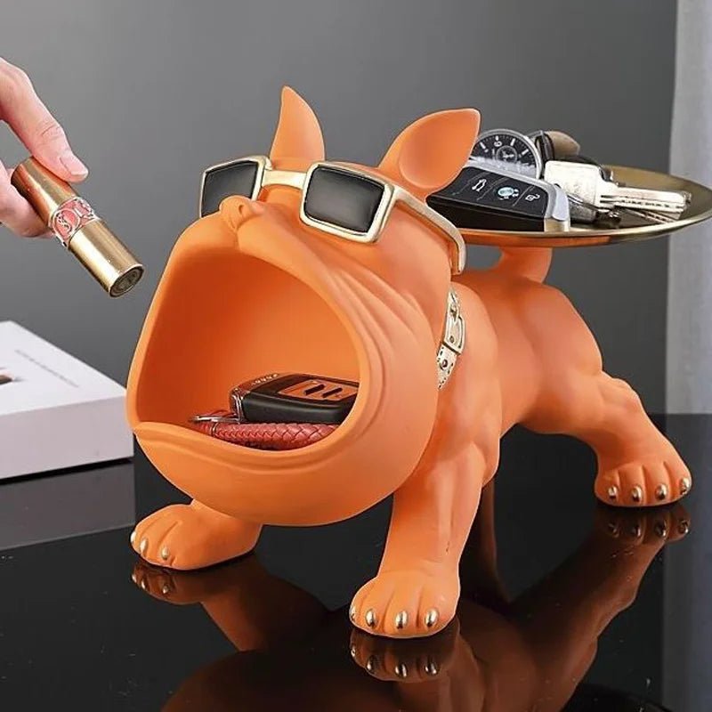 Home Decoration Handsome Bulldog Statue Dog Statue Tray Series Multi Functional Storage Home Decor