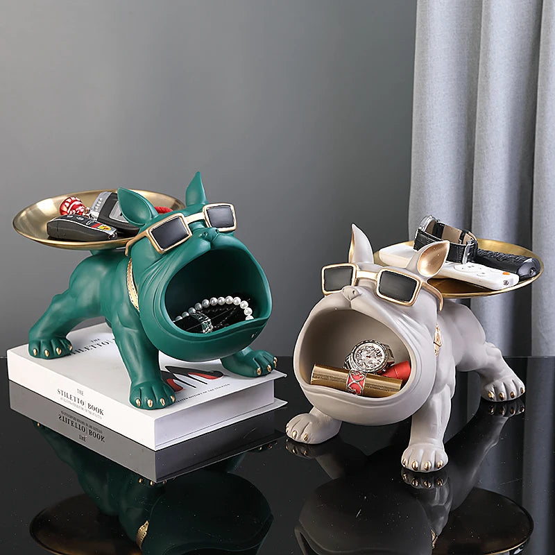 Home Decoration Handsome Bulldog Statue Dog Statue Tray Series Multi Functional Storage Home Decor