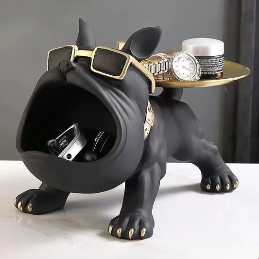 Home Decoration Handsome Bulldog Statue Dog Statue Tray Series Multi Functional Storage Home Decor