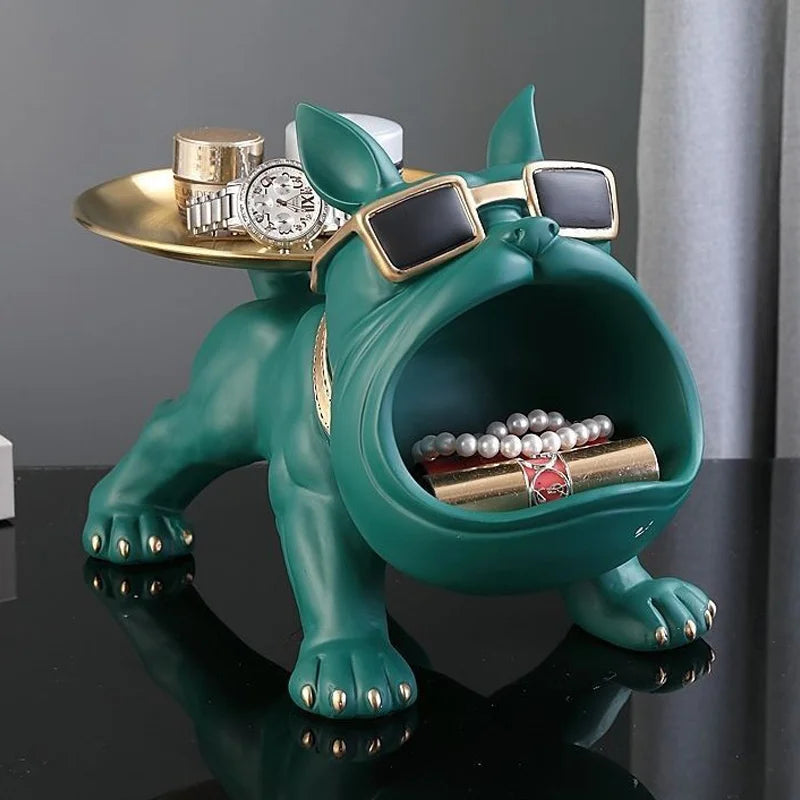 Home Decoration Handsome Bulldog Statue Dog Statue Tray Series Multi Functional Storage Home Decor